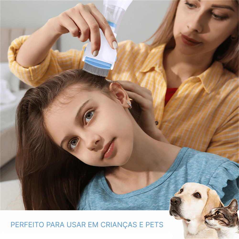 Pente Elétrico Removedor de Piolhos com Aspirador - LiceZap™ - use-em-criancas-para-piolho-ou-em-pets-para-remover-pulgas
