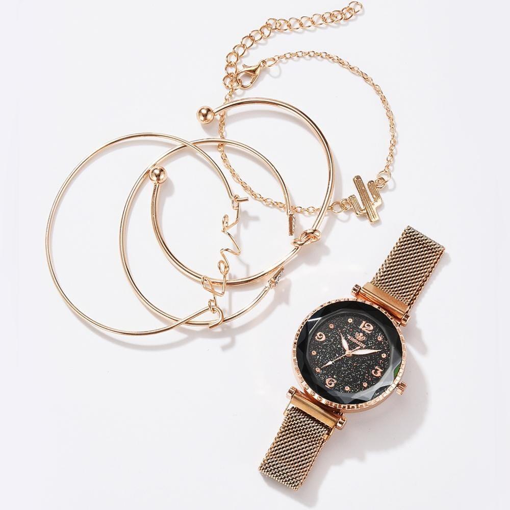 Conjunto de Relógio com Pulseiras | Glamour - conjunto-de-relogio-com-pulseiras-glamour-acessorios-femininos-techunt-121679