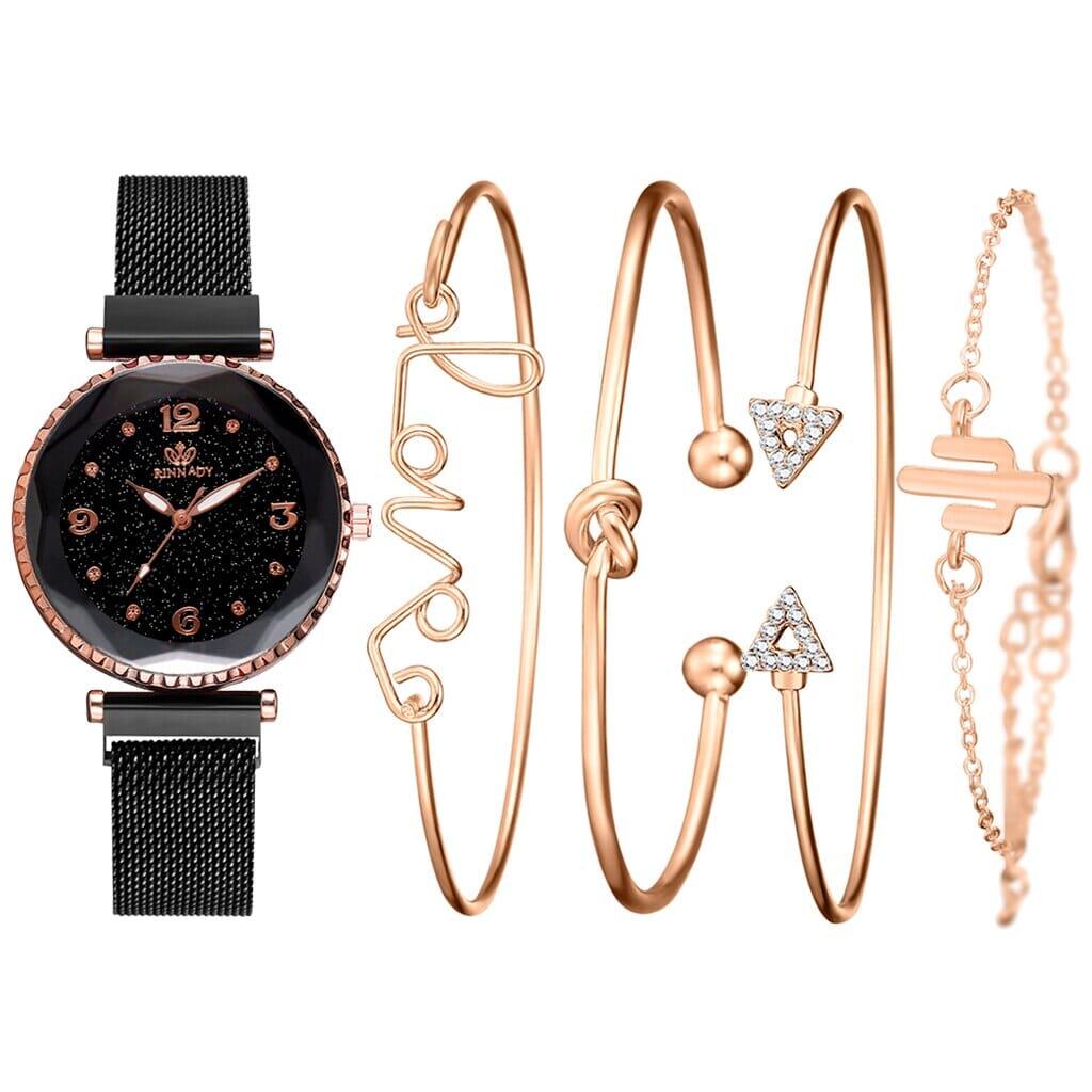Conjunto de Relógio com Pulseiras | Glamour - conjunto-de-relogio-com-pulseiras-glamour-acessorios-femininos-techunt-899703
