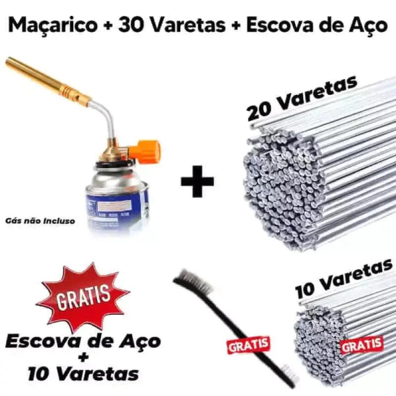 Kit de Solda Profissional Completo + Brindes - solda-maxpremium-kit-completo-de-solda-profissional-brindes-exclusivos-tec-hunt-macarico-portatil-30x-varetas-escova-de-aco-inoxidavel-363682